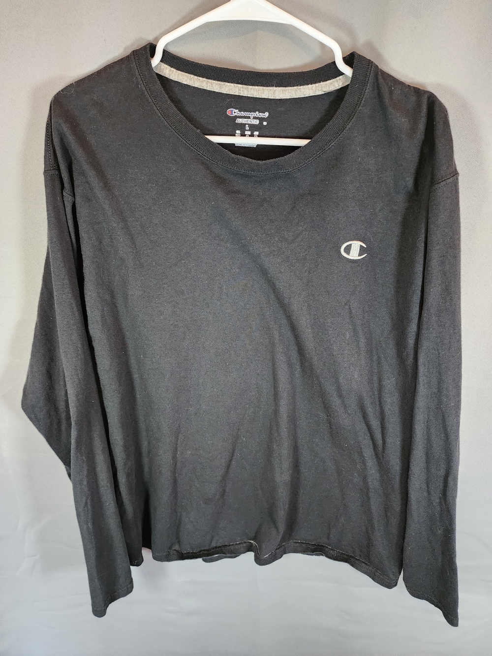 Champion Black Tee with Blue & Red Logo